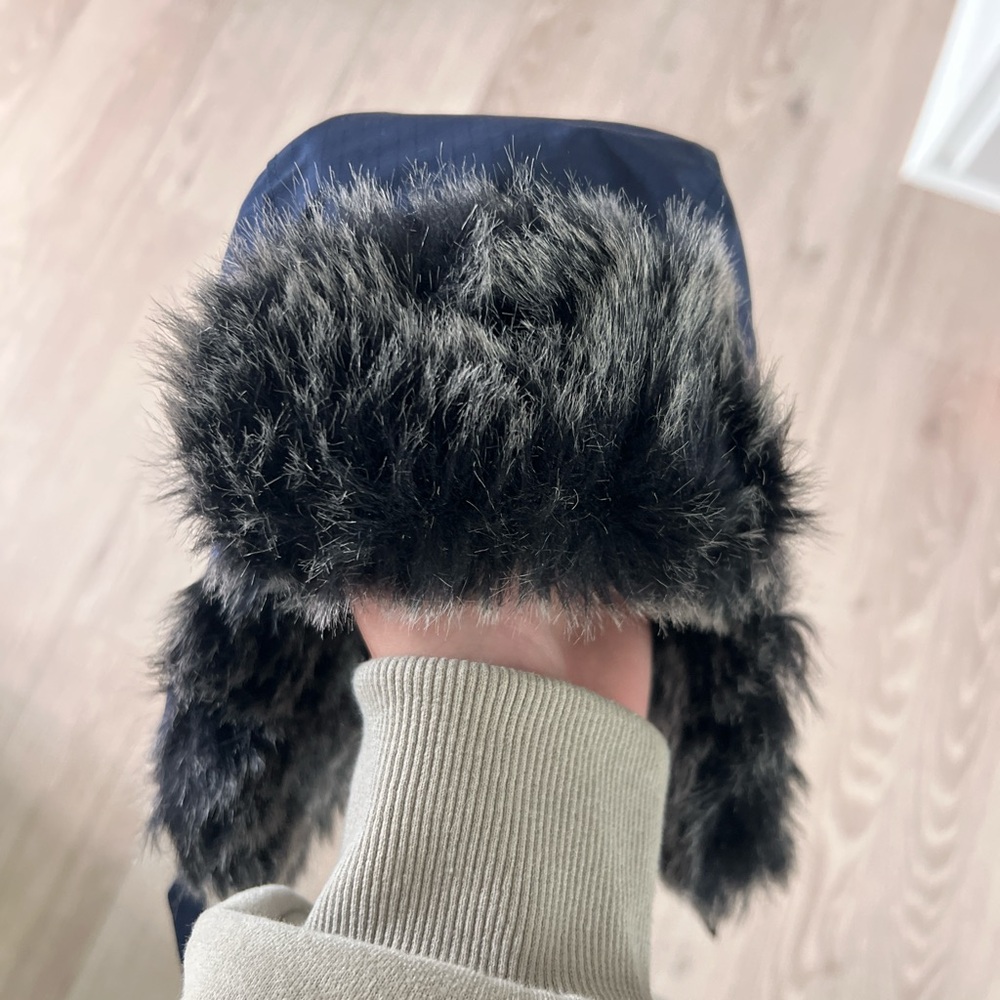 The Children's Place Navy and Gray Fur-Lined Hat